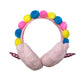 Orejeras de diadema Peschelle con diseño de pompones con cuerno de unicornio color rosa