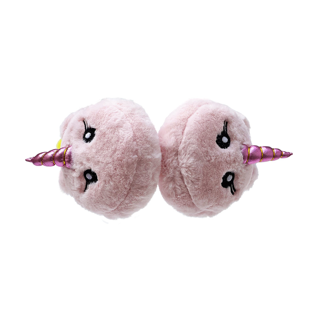 Orejeras de diadema Peschelle con diseño de pompones con cuerno de unicornio color rosa