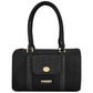 Bolsa [Ted Lapidus] tipo bowling con diseño tipo piel de cocodrilo en asa y bolsa frontal color negro.