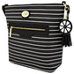 Bolsa [Chatties] tipo crossbody con diseño de rayas  y tassel color negro