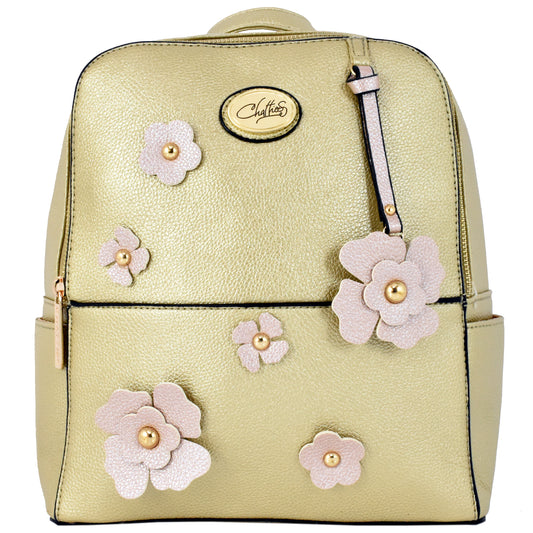 Mochila Backpack Chatties Flores Oro