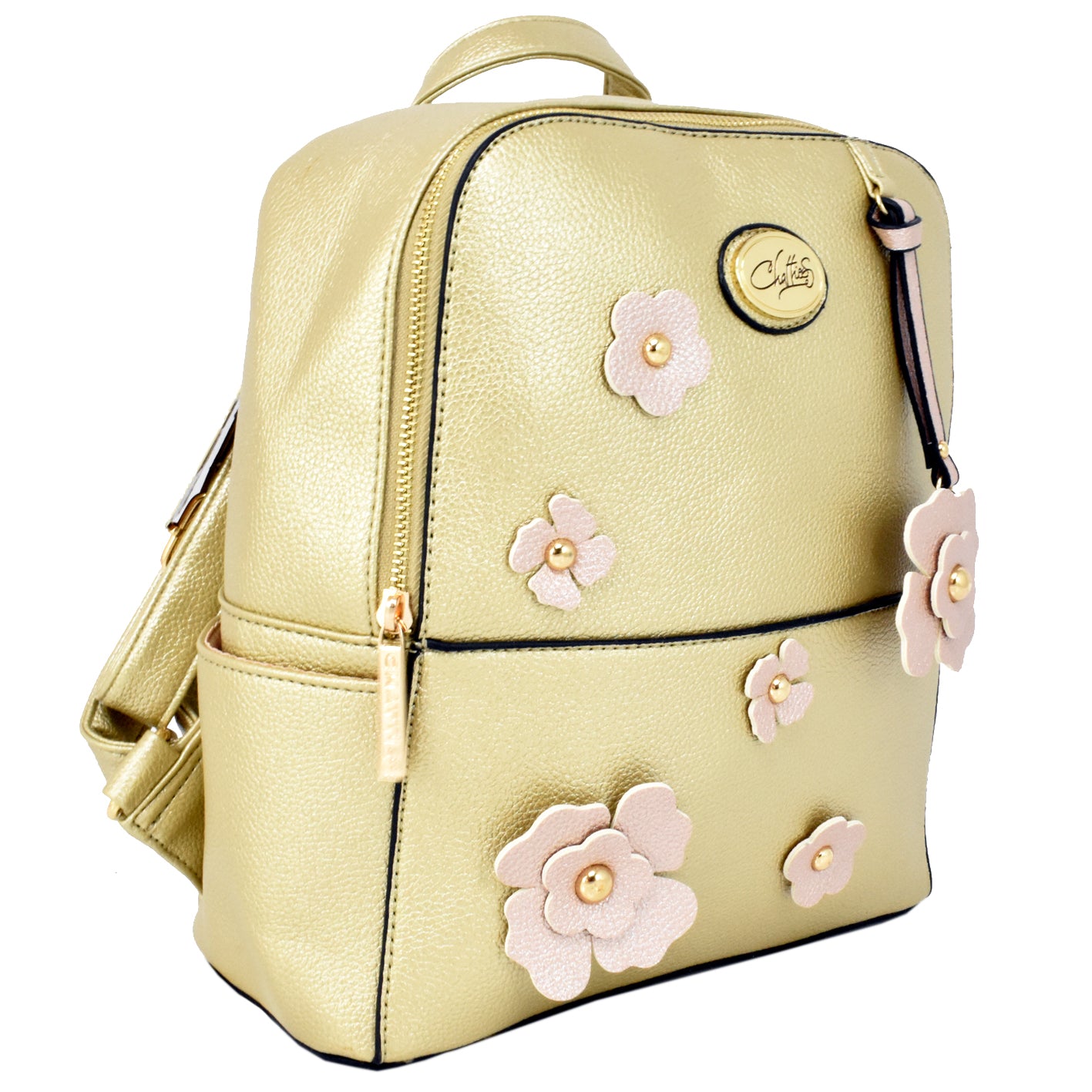 Mochila Backpack Chatties Flores Oro