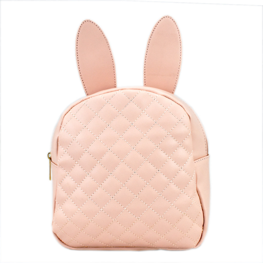 Mini backpack Peschelle con frente capitonado y orejas de conejo color rosa