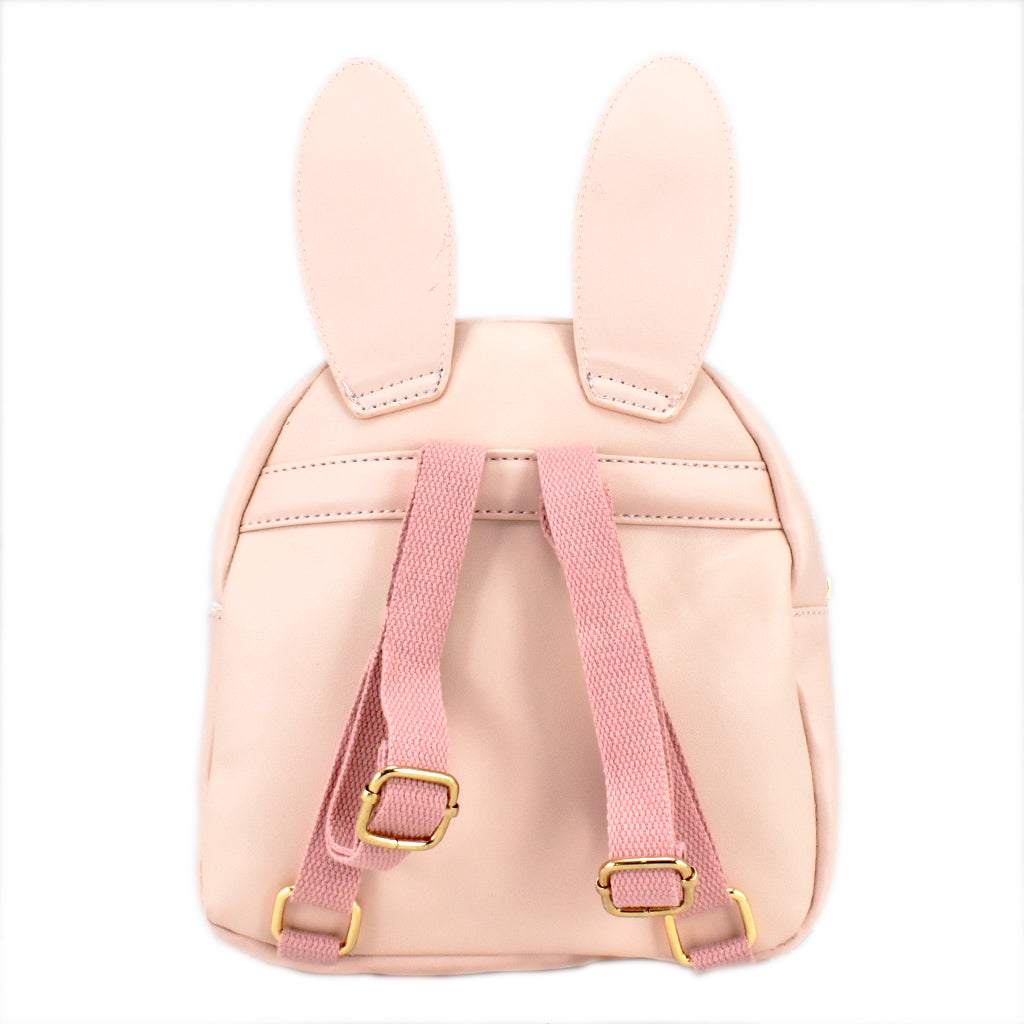 Mini backpack Peschelle con frente capitonado y orejas de conejo color rosa