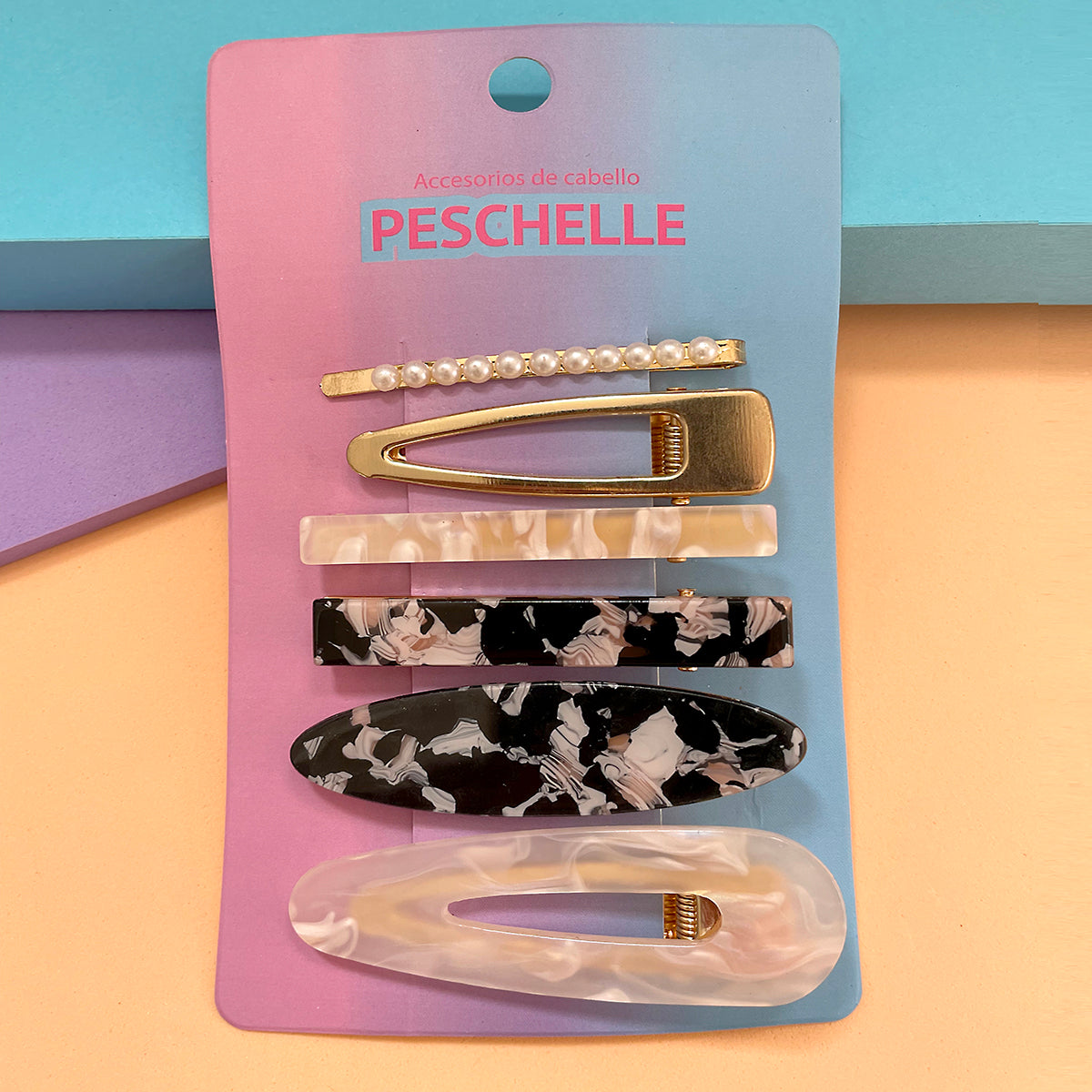 Set de 6 broches para el cabello Peschelle multicolor
