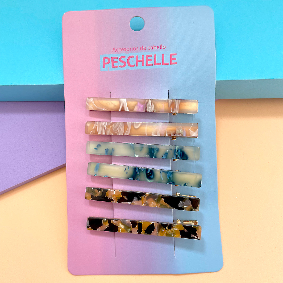 Set de 6 broches para el cabello Peschelle multicolor