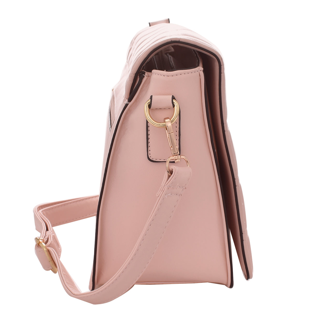 Bolsa [Chatties] Crossbody con diseño capitonado cuadriculado color rosa