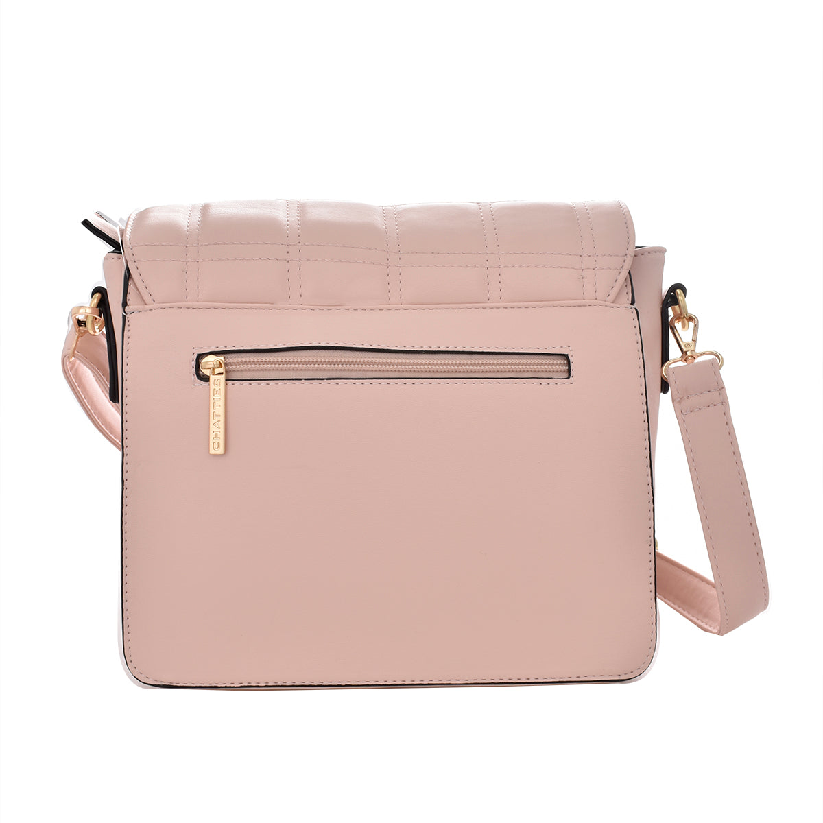 Bolsa [Chatties] Crossbody con diseño capitonado cuadriculado color rosa