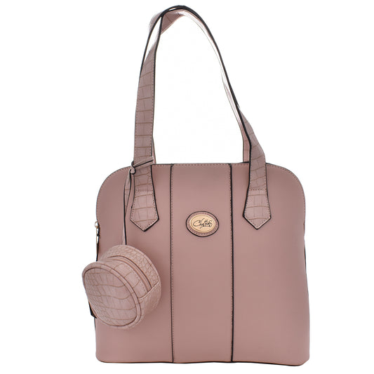 Bolsa [Chatties] tipo tote con monedero estilo piel de cocodrilo color rosa