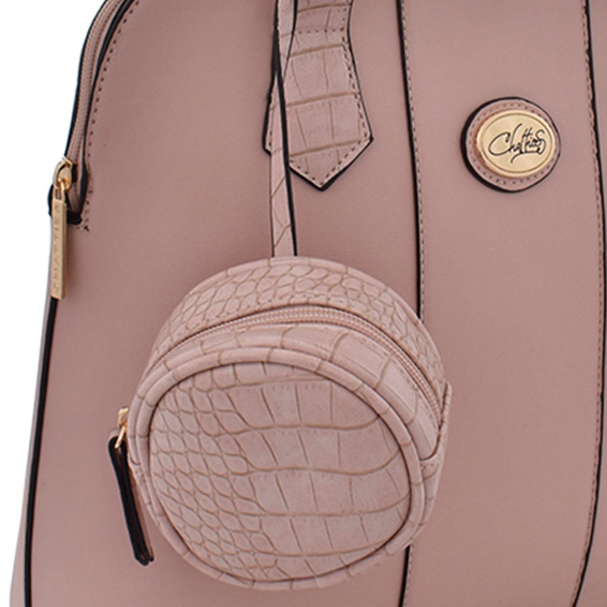 Bolsa [Chatties] tipo tote con monedero estilo piel de cocodrilo color rosa