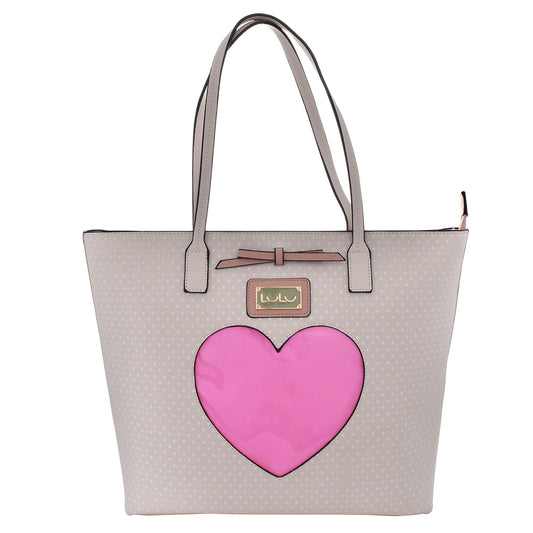 Bolsa [Lulu] tipo tote con diseño de corazón color marfil