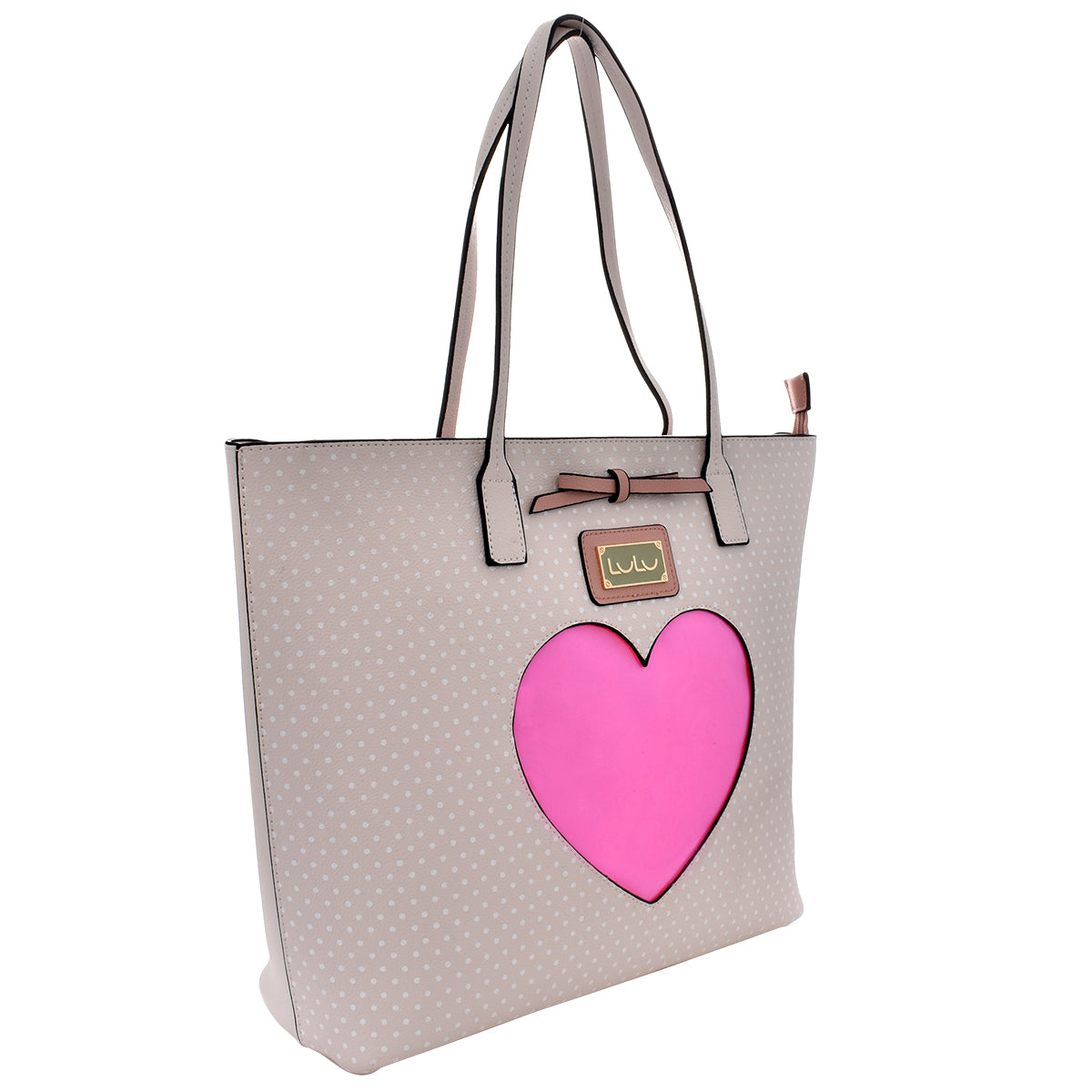 Bolsa [Lulu] tipo tote con diseño de corazón color marfil