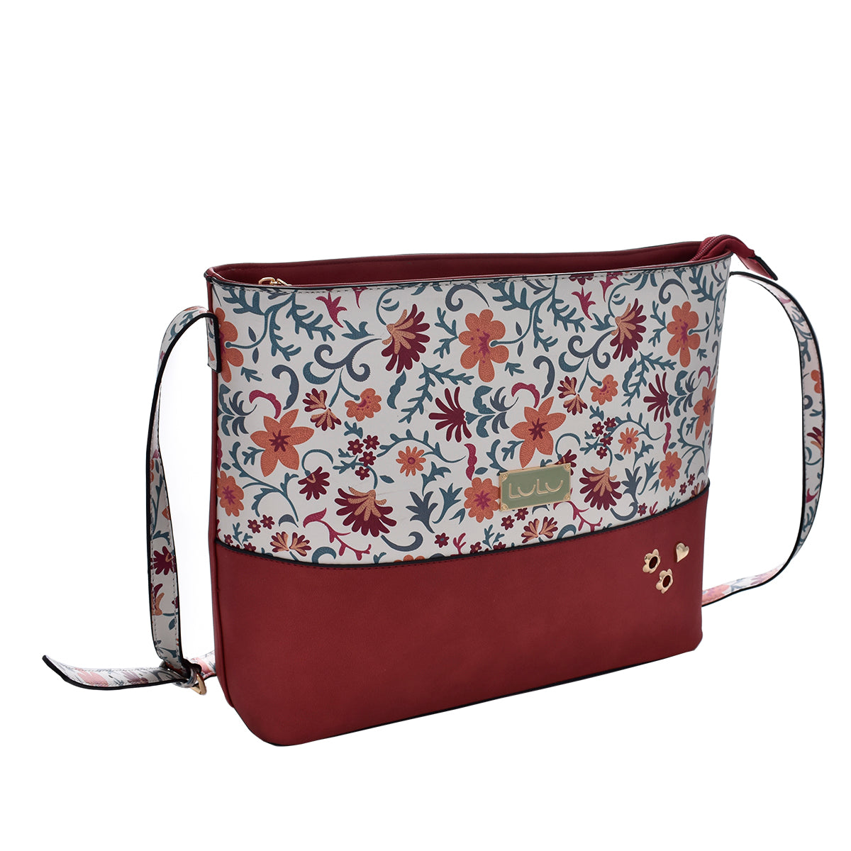 Bolsa [Lulu] tipo tote crossbody con diseño de flores color rojo