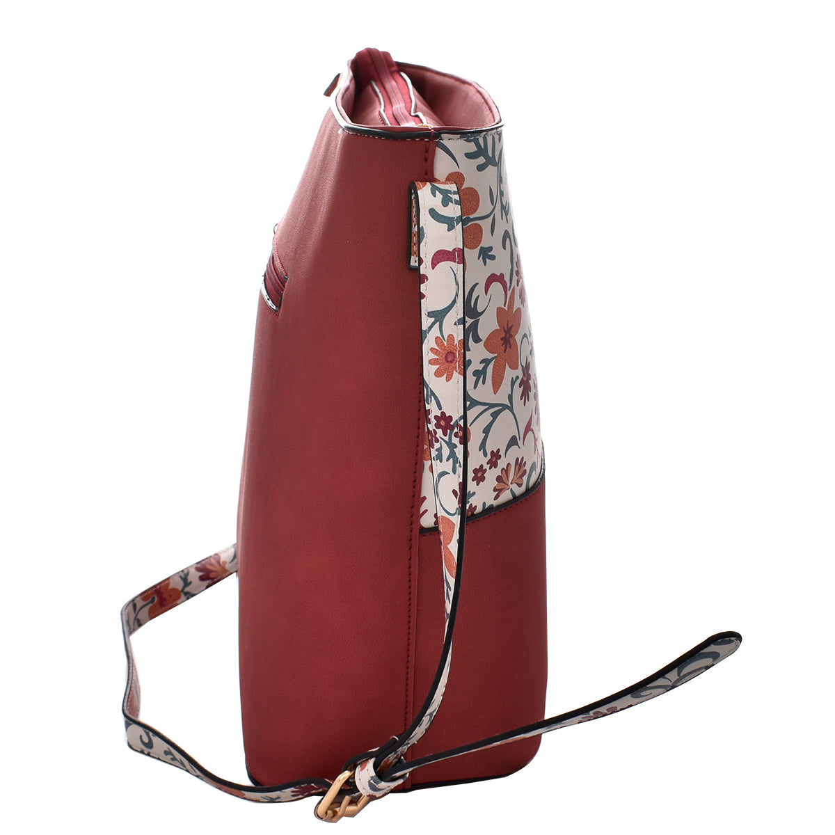 Bolsa [Lulu] tipo tote crossbody con diseño de flores color rojo