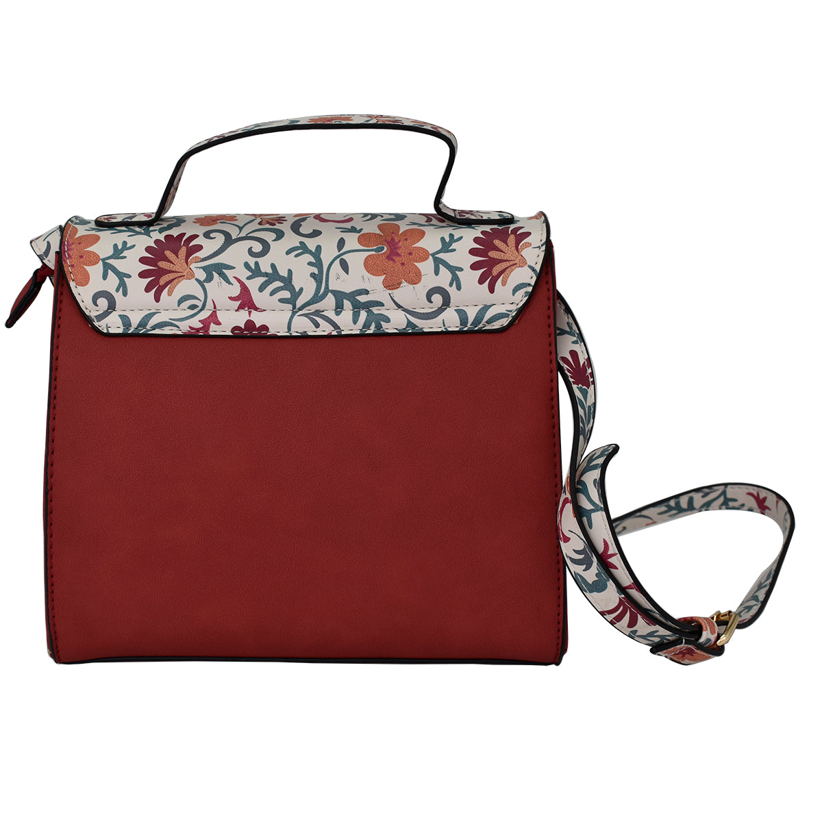 Bolsa [Lulu] tipo  crossbody con diseño de flores color rojo