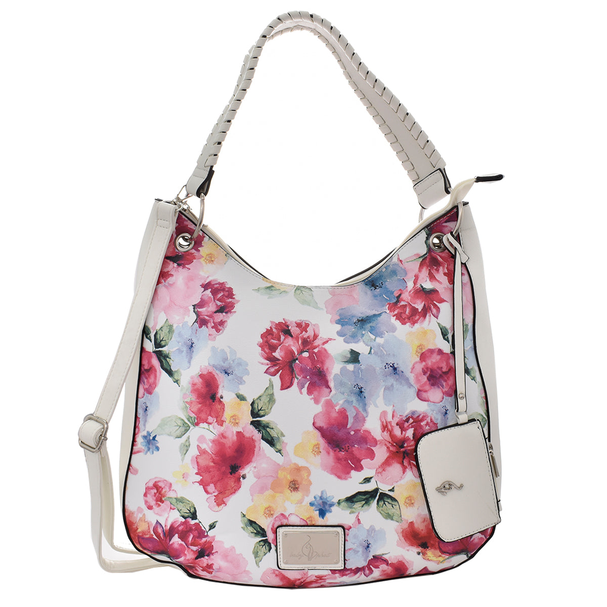Bolsa [Baby Phat] tipo tote con diseño floreado color blanco