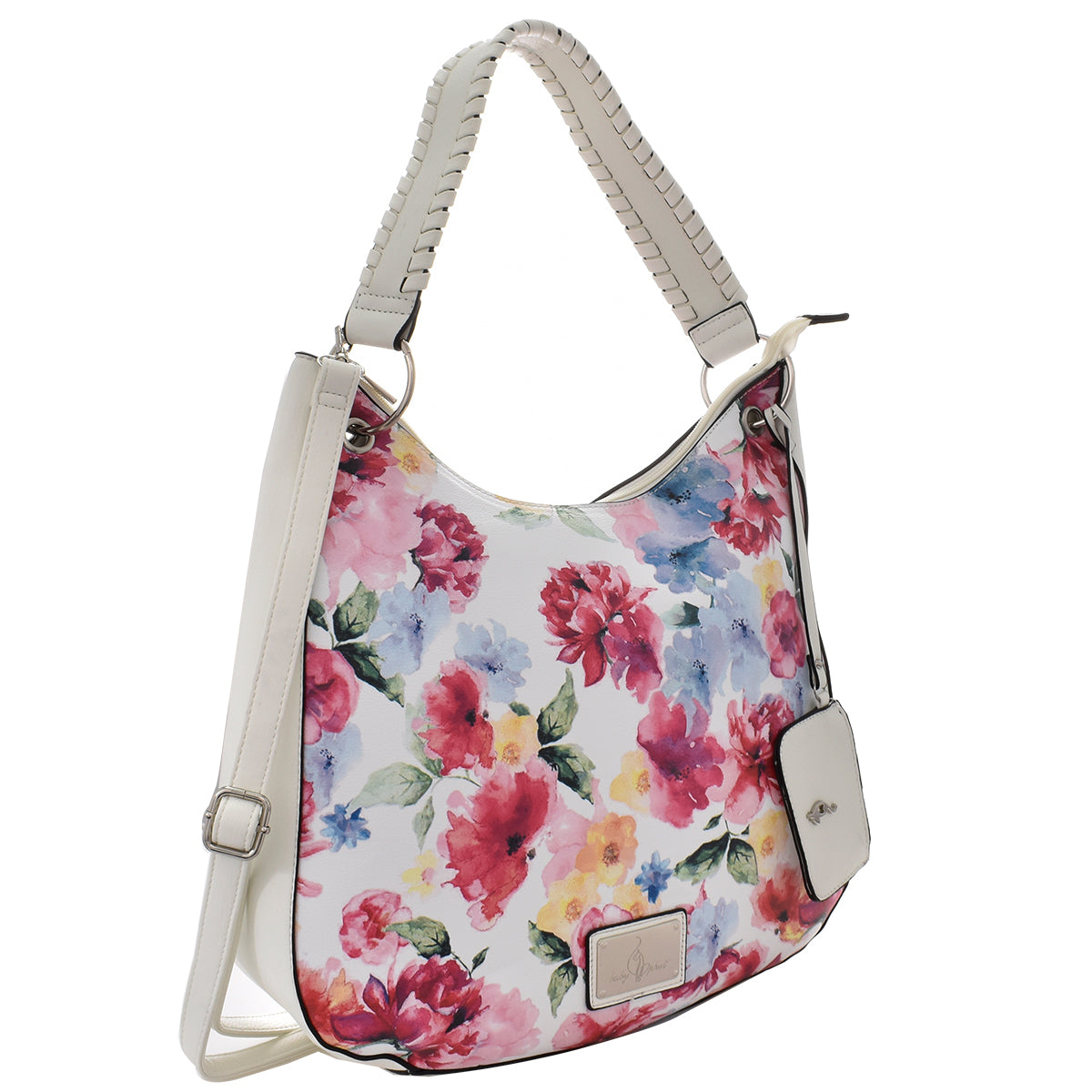 Bolsa [Baby Phat] tipo tote con diseño floreado color blanco