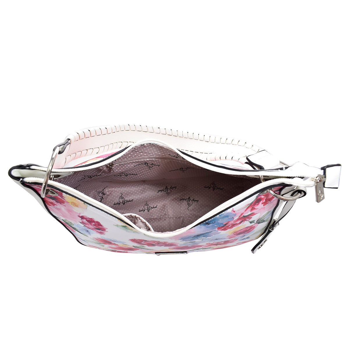 Bolsa [Baby Phat] tipo tote con diseño floreado color blanco