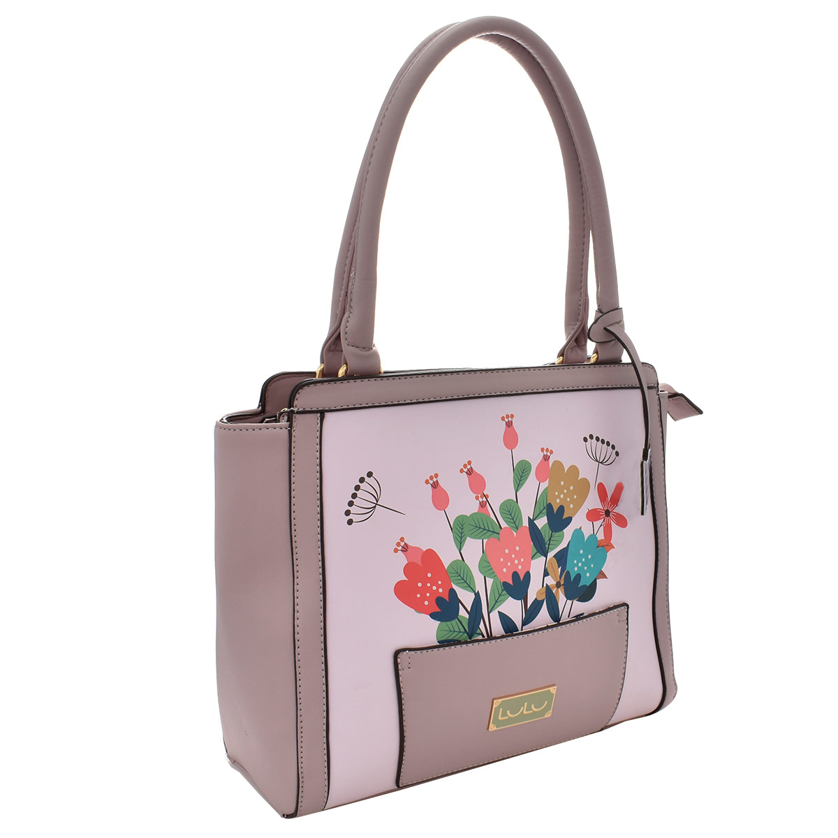 Bolsa [Lulu] tipo tote con diseño de flores color lila