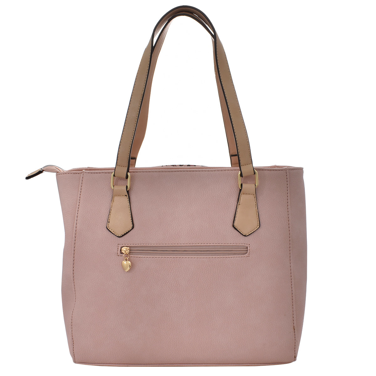 Bolsa [Lulu] tipo tote con diseño  en corte laser de flores y corazones color rosa
