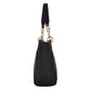 Bolsa [Chatties] tipo tote con franja y asa de cadena con detalles dorados color negro