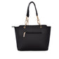 Bolsa [Chatties] tipo tote con franja y asa de cadena con detalles dorados color negro