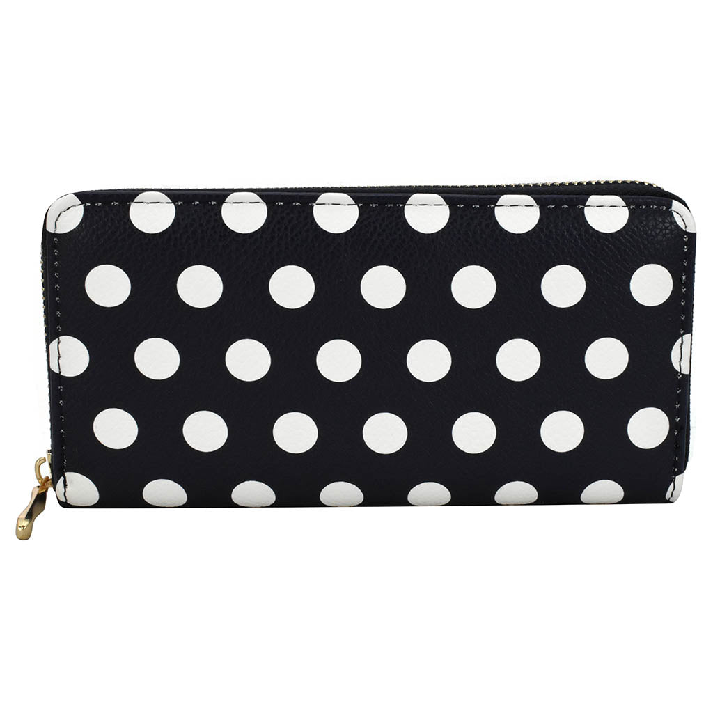 Cartera para dama Peschelle con diseño de lunares blancos color azul