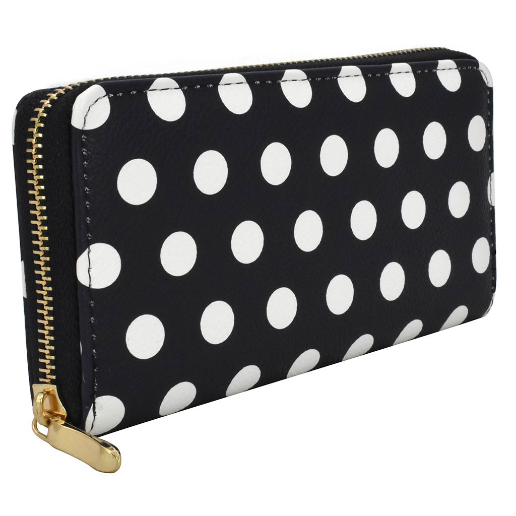 Cartera para dama Peschelle con diseño de lunares blancos color azul