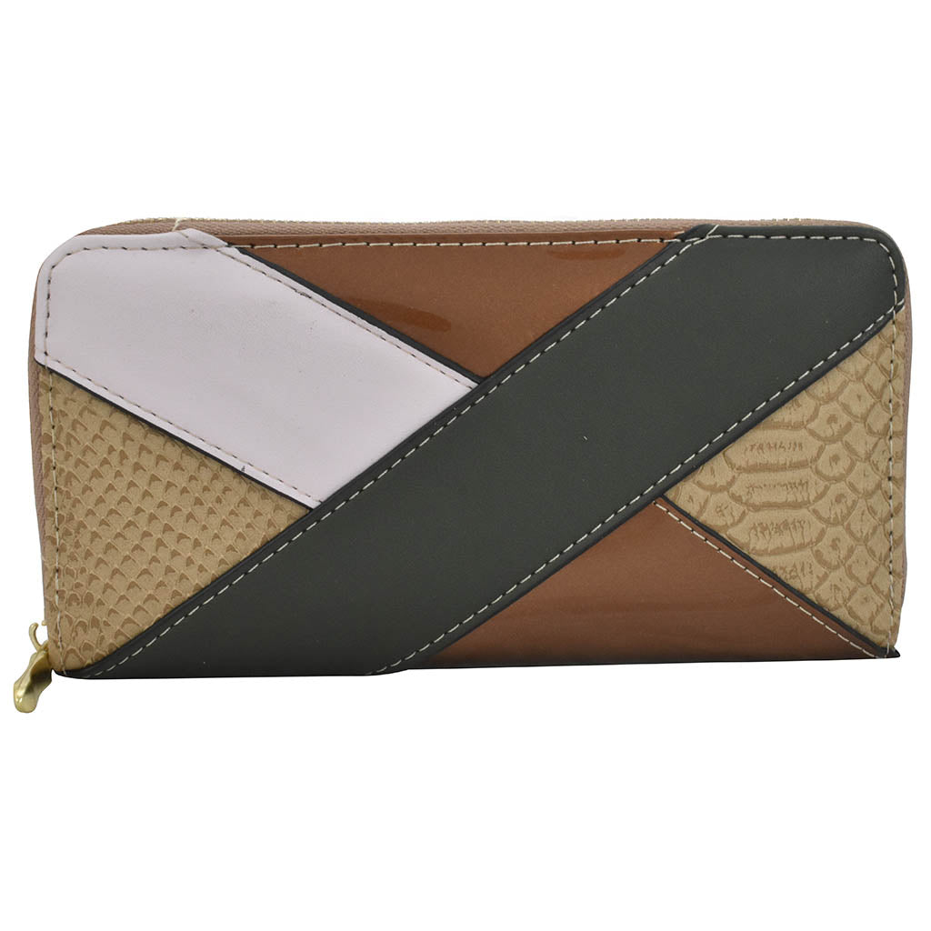 Cartera para dama Peschelle con diseño tipo mosaico multicolor nude