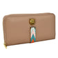 Cartera para dama Peschelle con franja bordada y detalle de tigre color nude