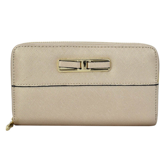 Cartera para dama Peschelle con moño decorativo color oro