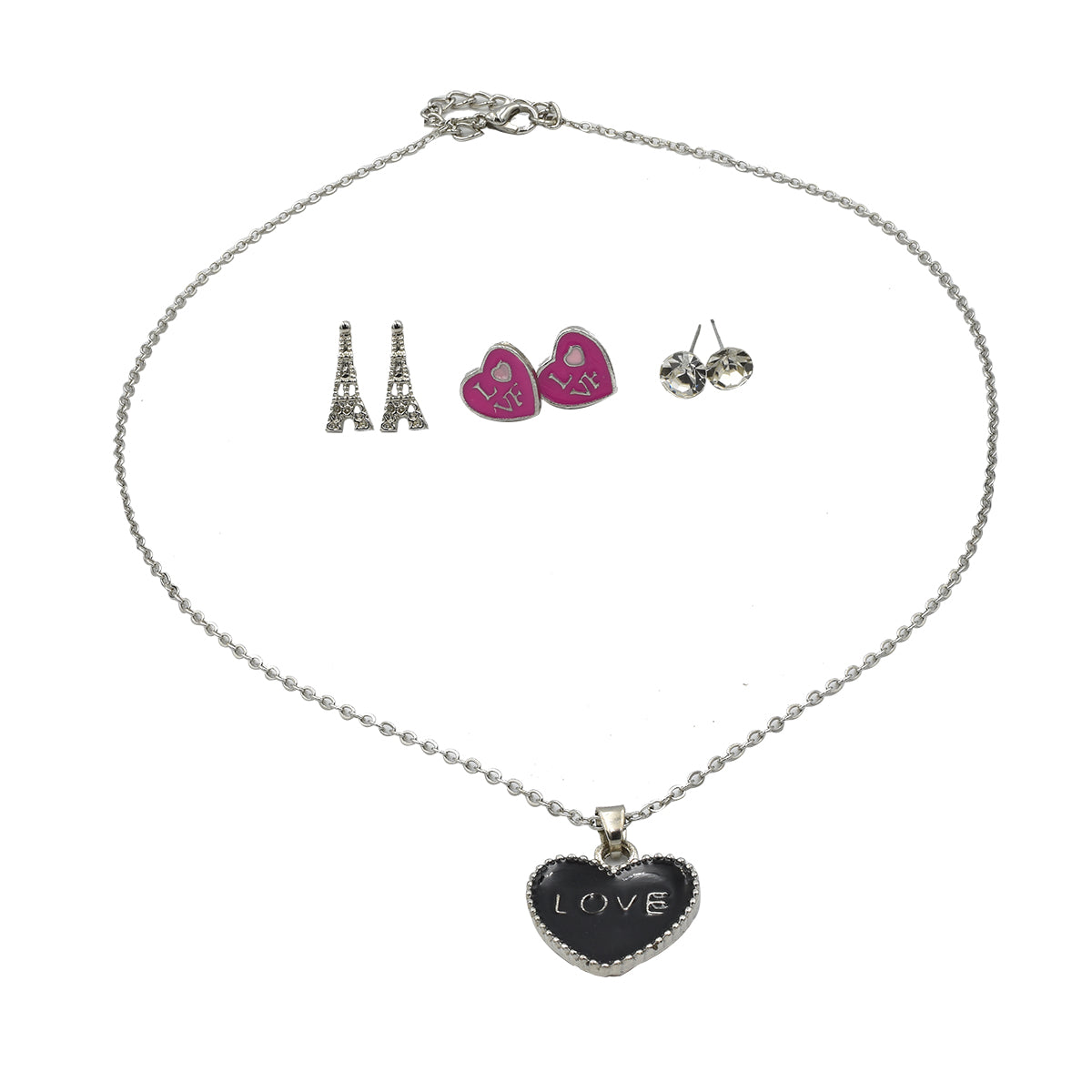 Set Collar y Aretes Chatties Diseño Paris