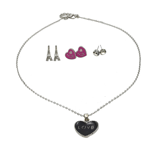 Set Collar y Aretes Chatties Diseño Paris