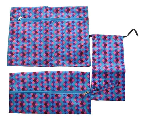 Set 3 Bolsas Organizadoras Viaje Impermeable Multicolor