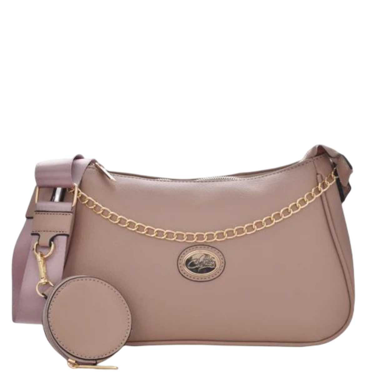 Bolsa De Dama [Chatties] Tipo Crossbody Con Asa De Cadena Y Monedero Gris Pardo