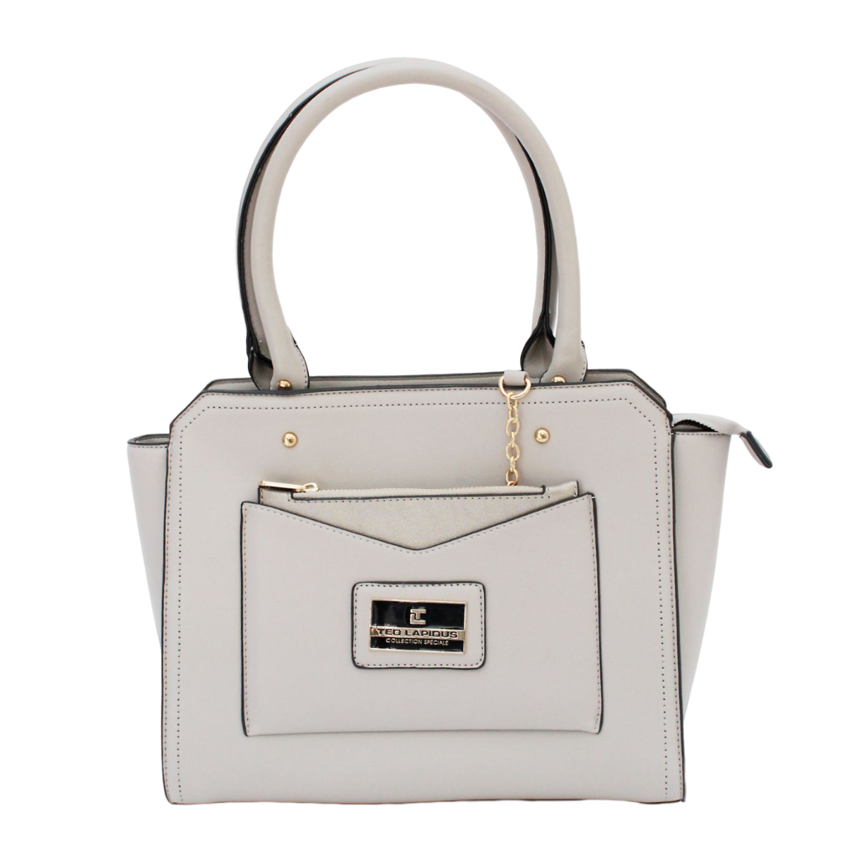Bolsa [Ted Lapidus] Tipo Mini Tote Color Gris Más Monedero