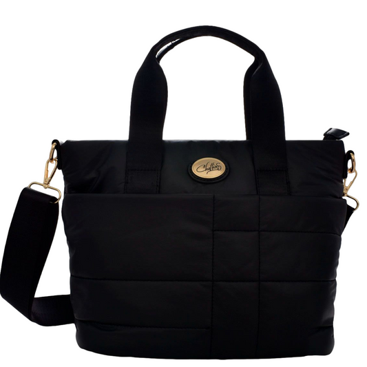 Bolsa Para Dama Marca Chatties Tipo Tote Crossbody Color Negro Texturizado