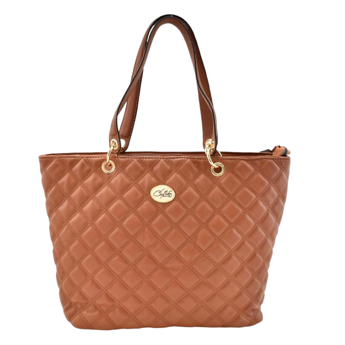Bolsa Tipo Tote Diseño Rombos Chatties Color Camello