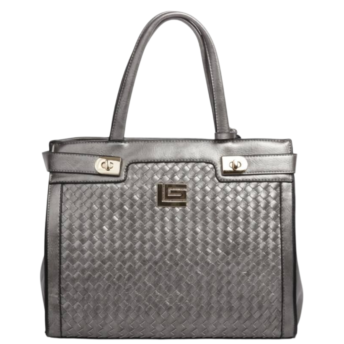 Bolsa [Guy Laroche] tipo tote crossbody con diseño trenzado color plata