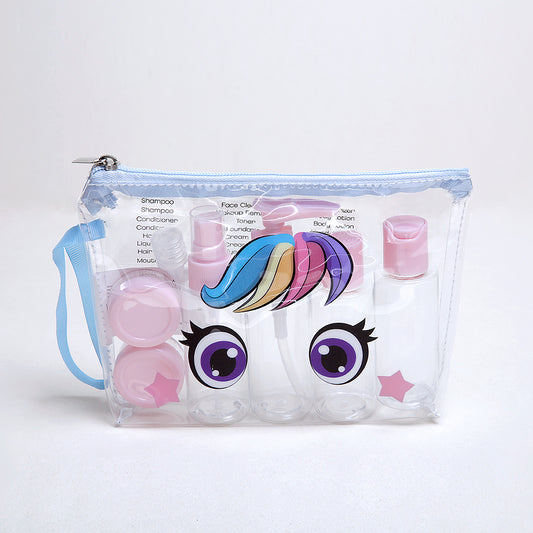 Kit de viaje Peschelle Unicornio con 9 pzas color rosa