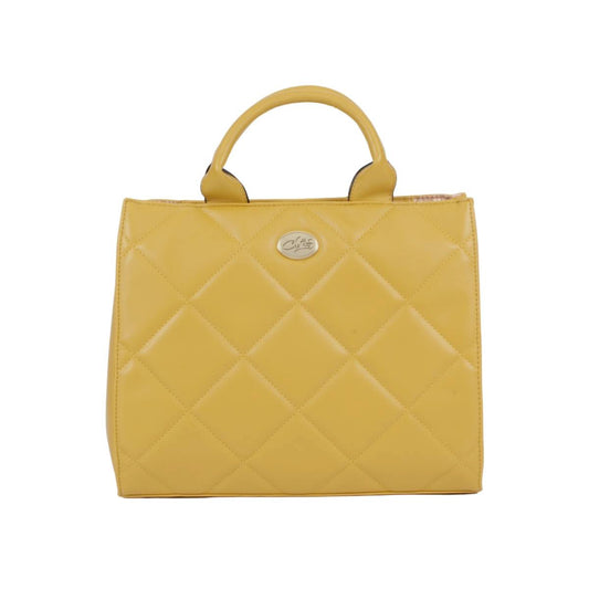 Bolsa Para dama Tipo Tote Crossbody Diseño Capitonado Rombos Mostaza (Chatties)