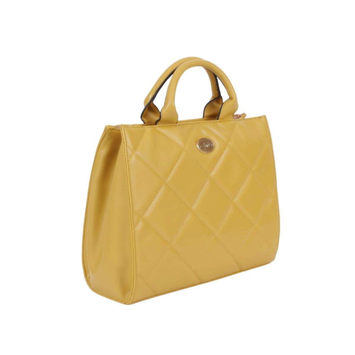 Bolsa Para dama Tipo Tote Crossbody Diseño Capitonado Rombos Mostaza (Chatties)