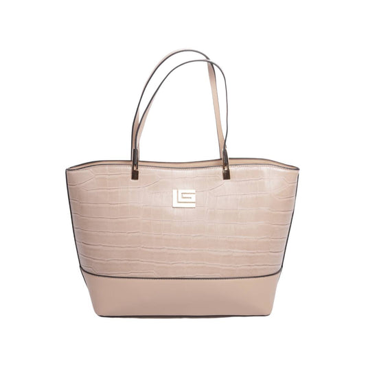 Bolsa [Guy Laroche] tipo tote de piel con detalles dorados color rosa