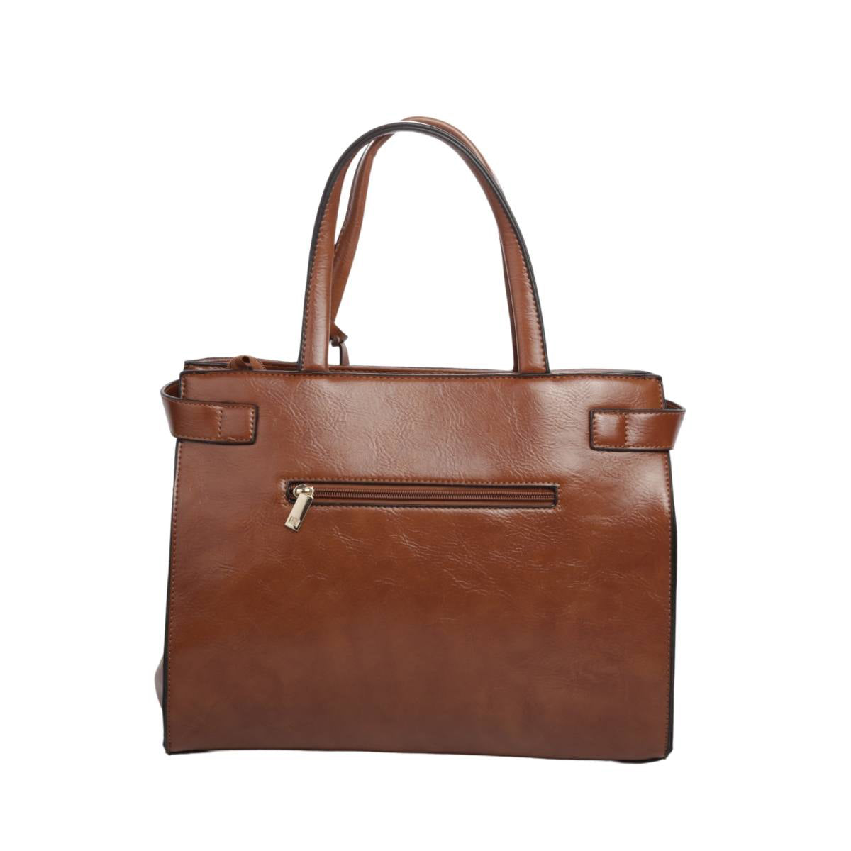 Bolsa [Guy Laroche] tipo tote crossbody  con diseño trenzado color camel