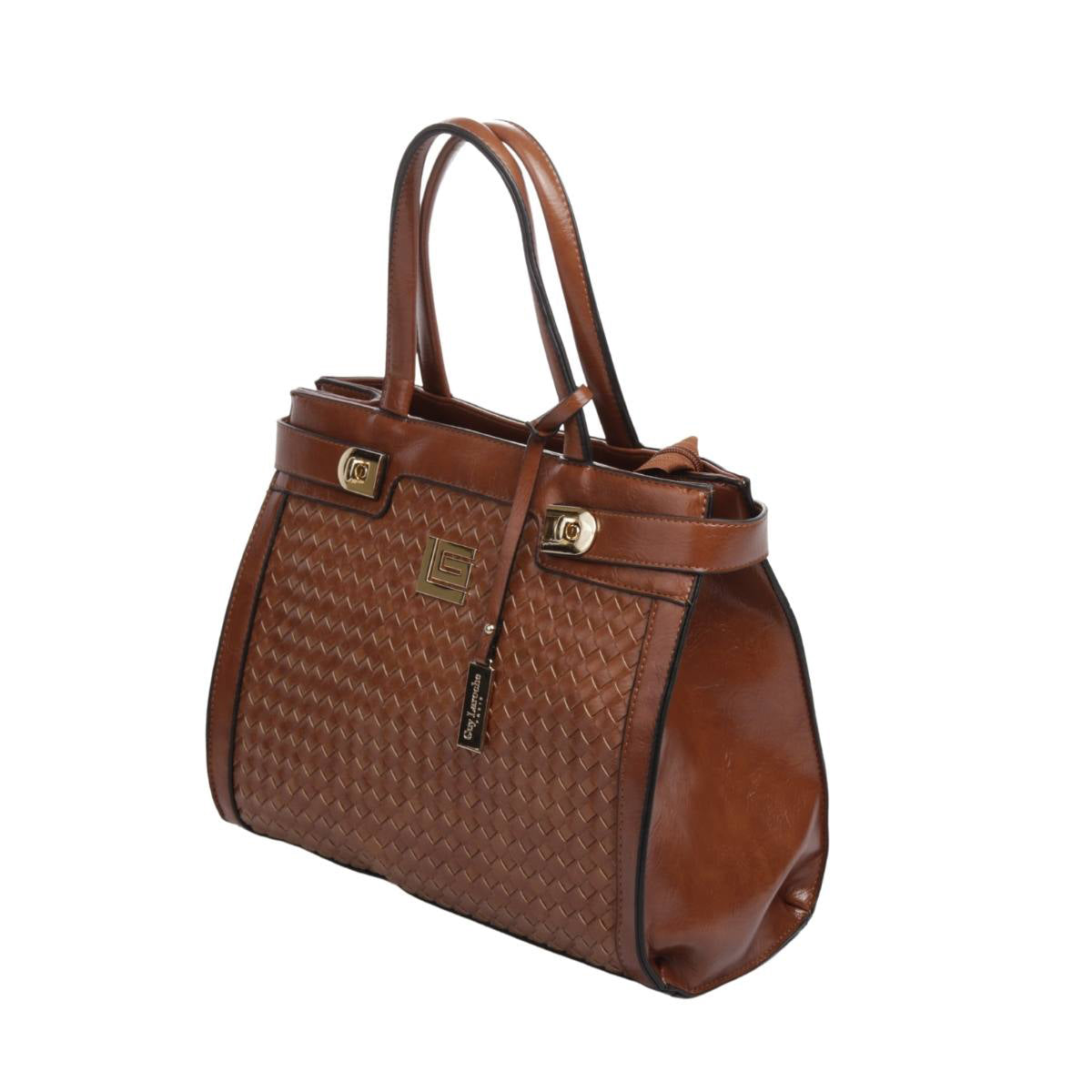 Bolsa [Guy Laroche] tipo tote crossbody  con diseño trenzado color camel
