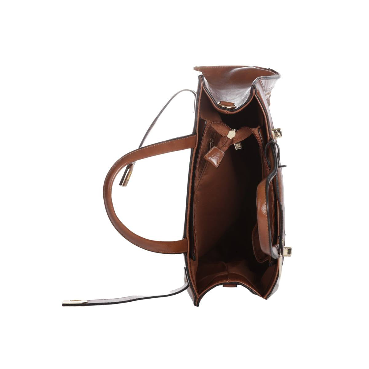 Bolsa [Guy Laroche] tipo tote crossbody  con diseño trenzado color camel