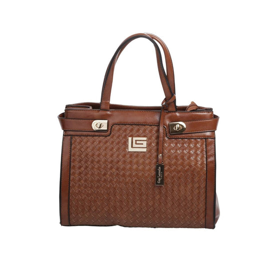 Bolsa [Guy Laroche] tipo tote crossbody  con diseño trenzado color camel