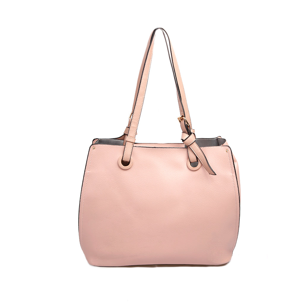 Bolsa [Guy Laroche] tipo Tote con listones y detalles dorados color rosa