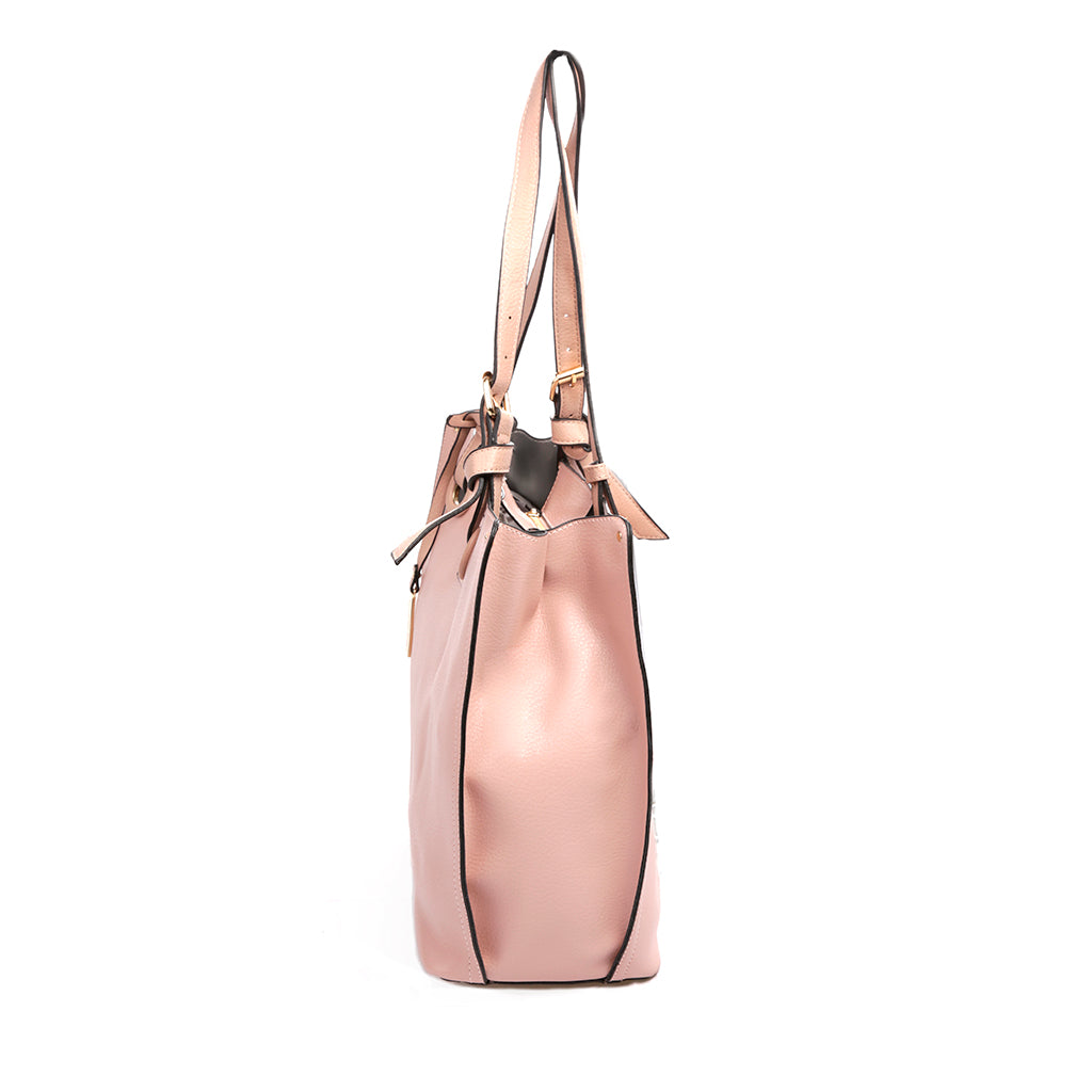 Bolsa [Guy Laroche] tipo Tote con listones y detalles dorados color rosa