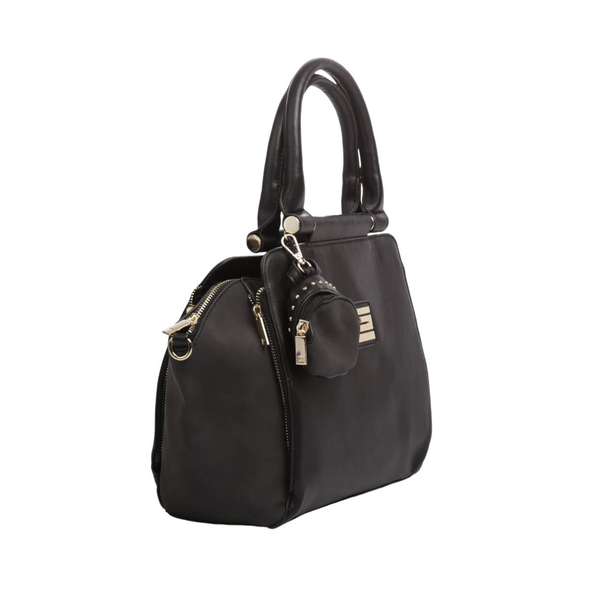 Bolsa [Guy Laroche] tipo mini tote con divisiones interiores y monedero color negro